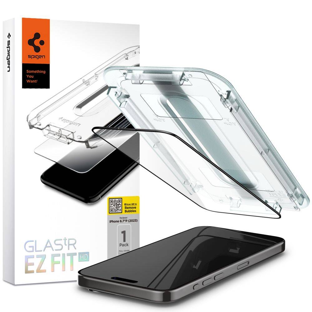 Vidrio Templado Spigen Glas.tr ez Fit Fc iPhone 15 Pro Max Negro